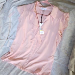 Pink Calvin Klein blouse petite medium